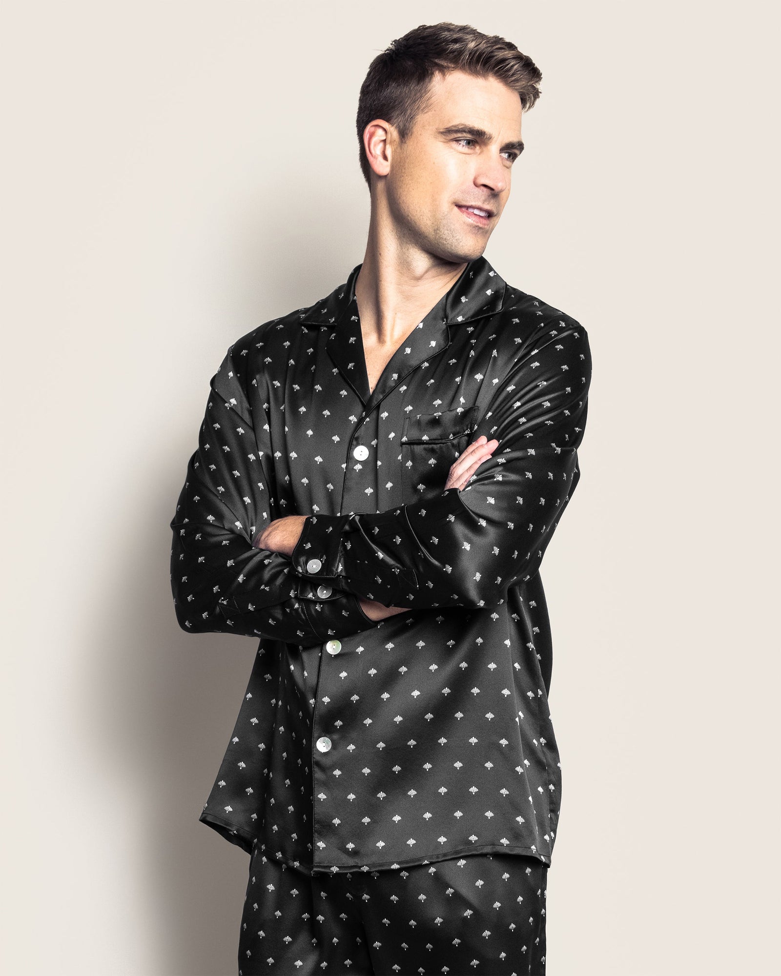 Men's Silk Pajama Set | Black Art Nouveau