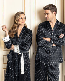 Men's Silk Pajama Set | Black Art Nouveau