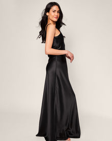 Women's Silk Long Slip | Black