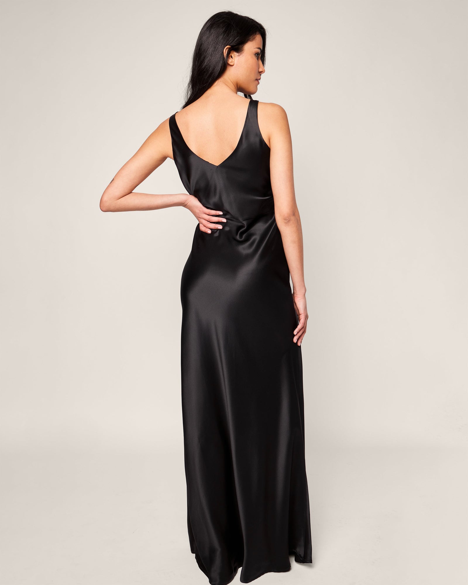 Women's Silk Long Slip | Black