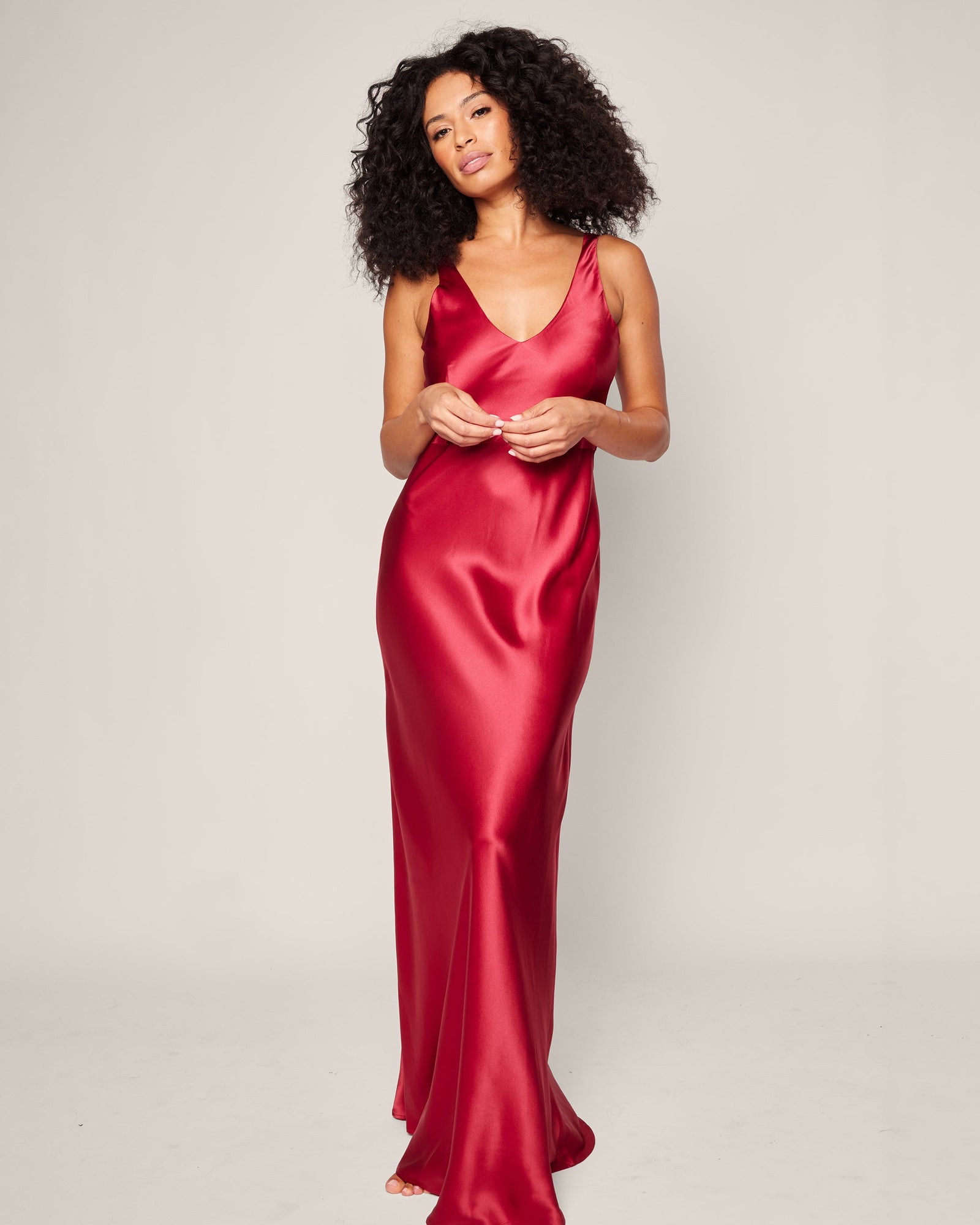 Women's Silk Long Slip | Crimson