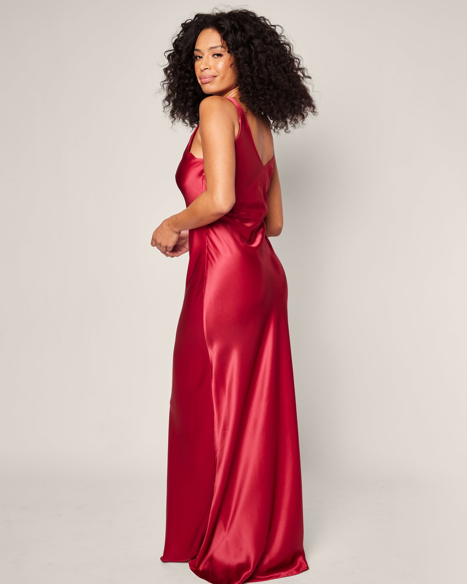 Women's Silk Long Slip | Crimson