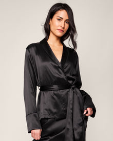 Women's Silk Short Robe | Black