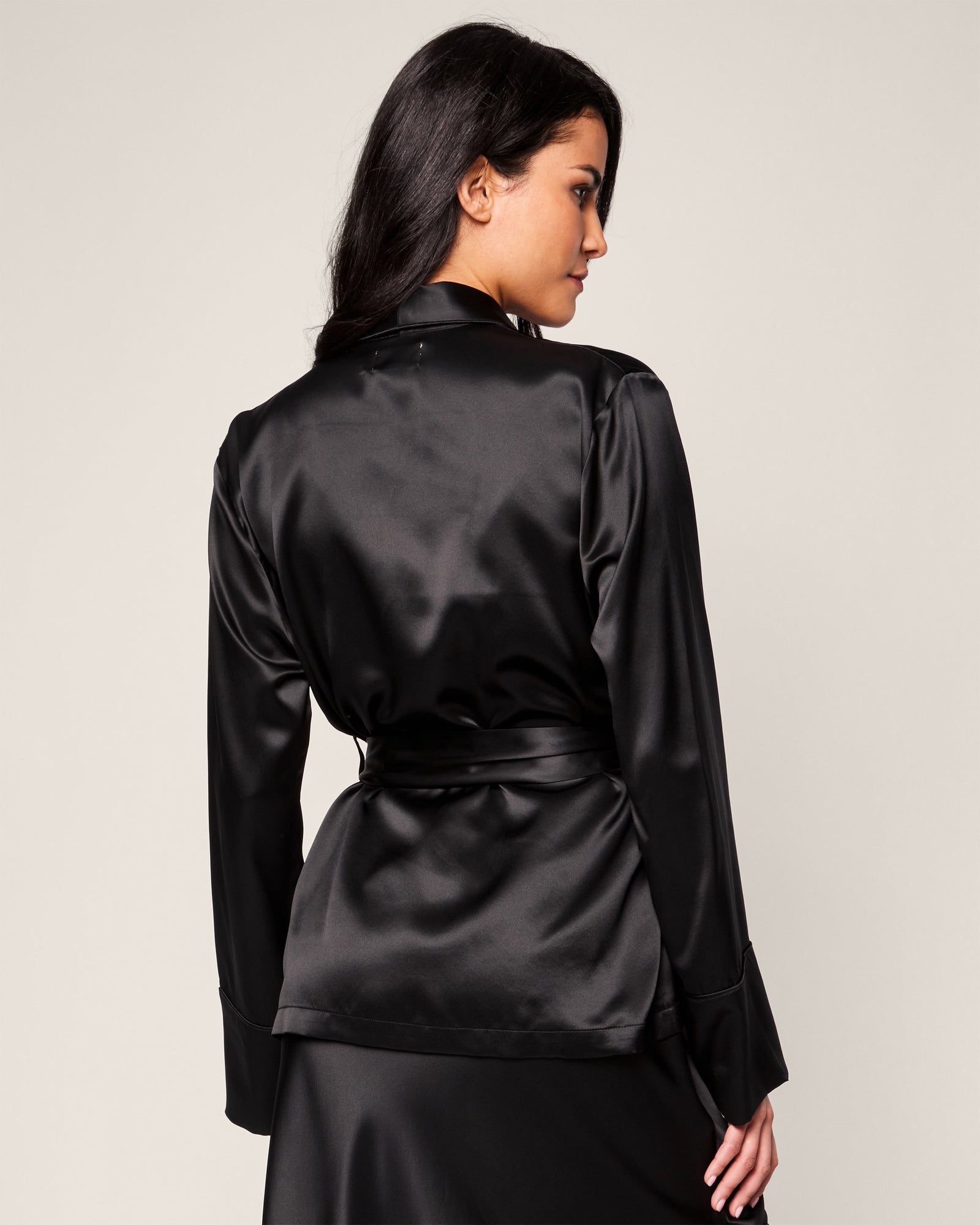 Women's Silk Short Robe | Black