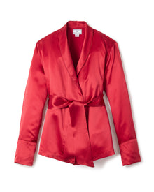 Women's Silk Short Robe | Crimson