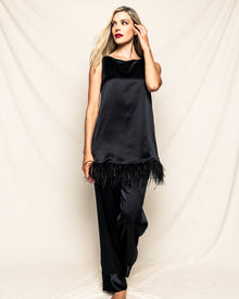 Women's Silk Feather Tunic Set | Black