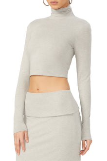 Micaela Crop Turtleneck | Heather Grey