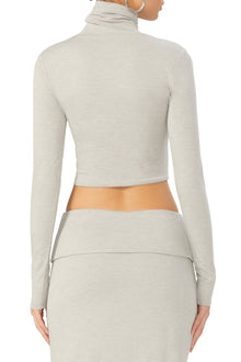 Micaela Crop Turtleneck | Heather Grey