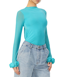 Lavi Rosette Top | Aqua