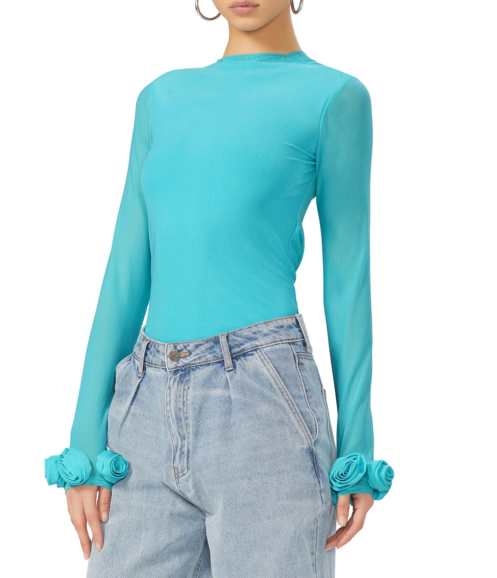 Lavi Rosette Top | Aqua