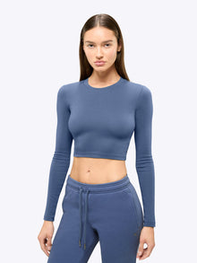 Womens | Long Sleeve Slim-Fit Tomboy-Cotton Cropped Tee | Atlantic