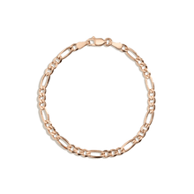 Large Gold Figaro Chain Bracelet Vermeil 14K Rose Gold