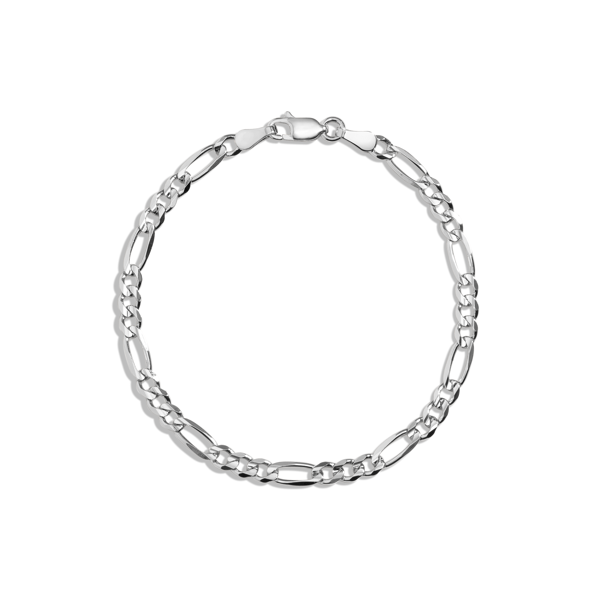 Large Gold Figaro Chain Bracelet Vermeil 14K White Gold