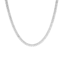 White Sapphire Double Row Tennis Necklace Vermeil White Gold 16in First