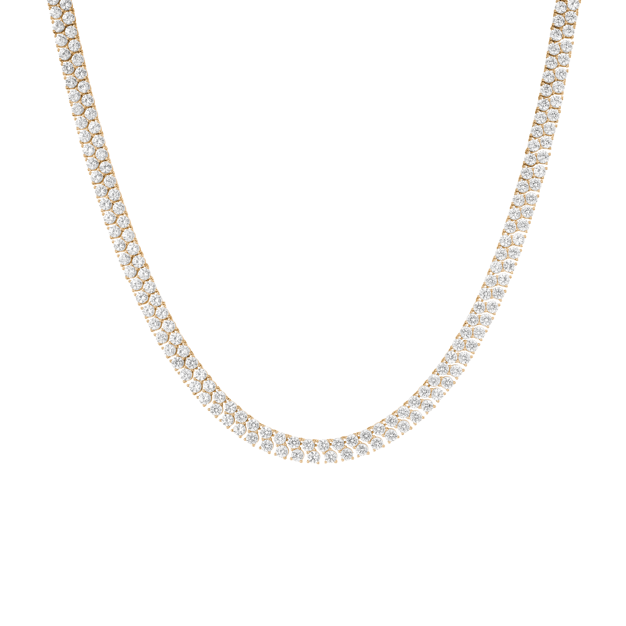 White Sapphire Double Row Tennis Necklace Vermeil Yellow Gold 16in First