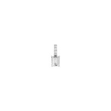 Emerald Cut Tennis Charm Pendant Vermeil White Gold Lab Grown White Sapphire First
