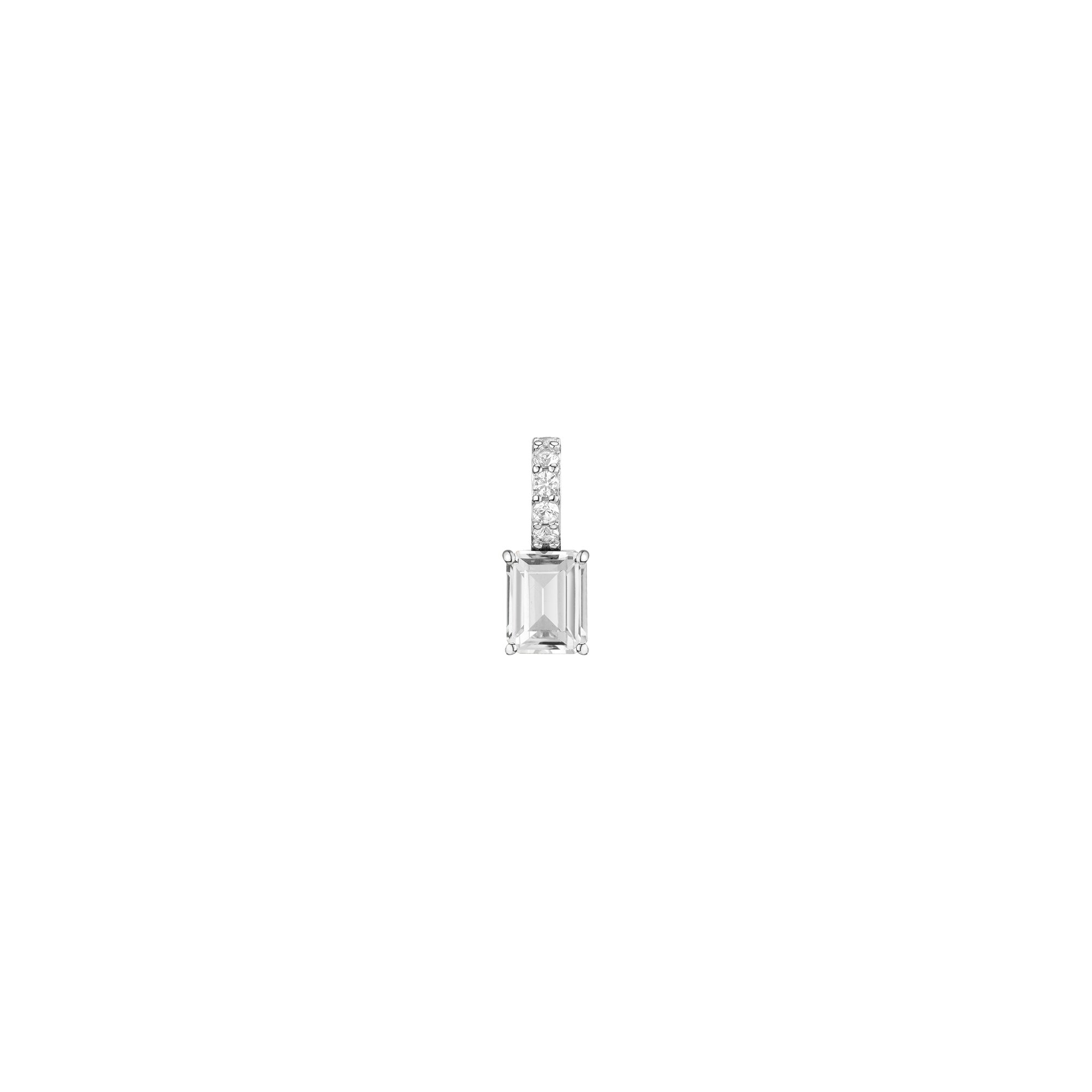 Emerald Cut Tennis Charm Pendant Vermeil White Gold Lab Grown White Sapphire First