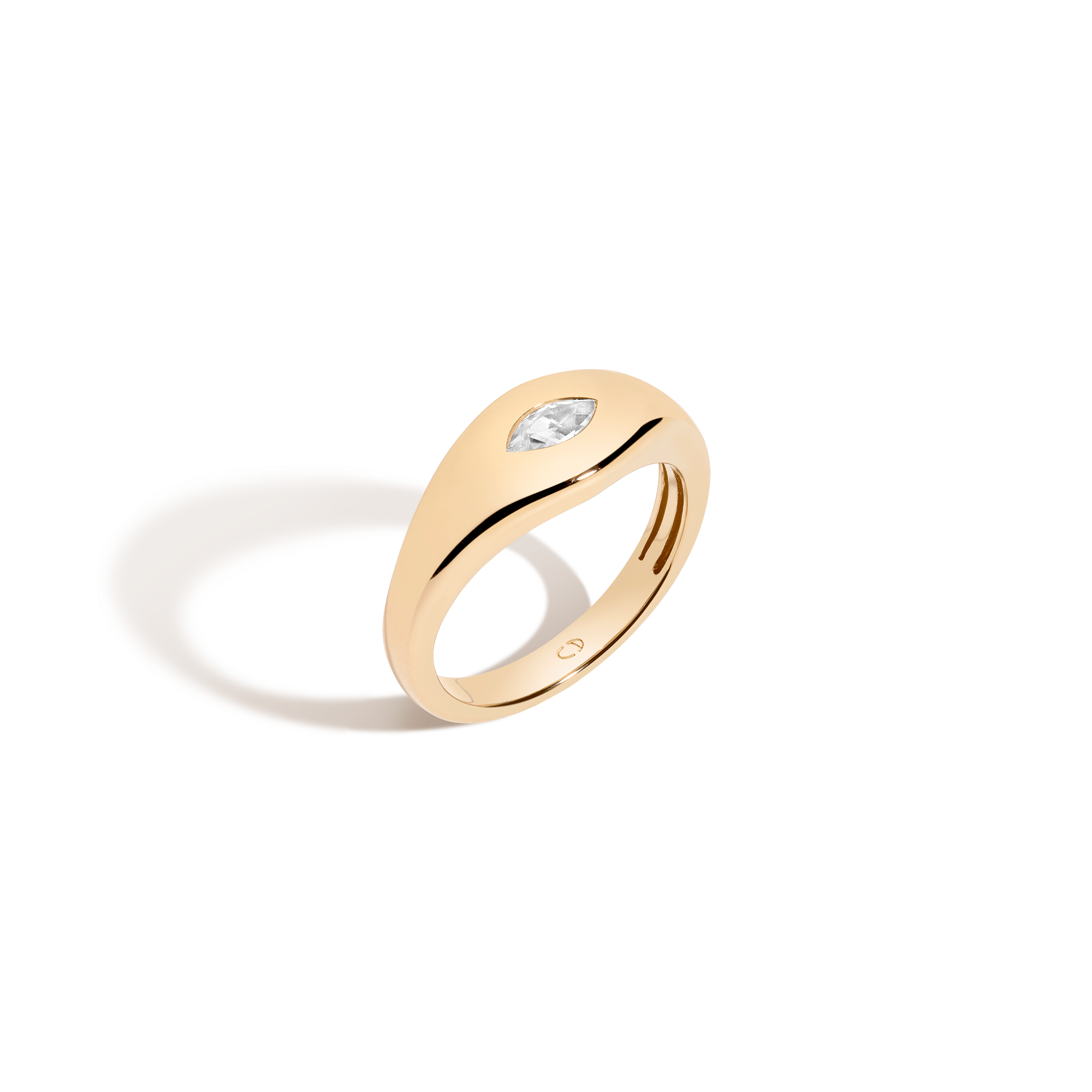 Chunky Lab Grown White Sapphire Marquise Ring Vermeil Yellow Gold