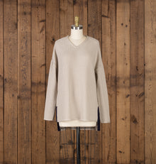 Womens | Zoe Sweater | Light Taupe / Navy
