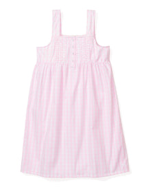 Women's Twill Charlotte Nightgown | Pink Gingham