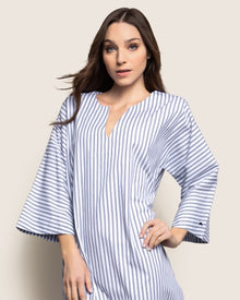 Women's Twill Caftan | Navy French Ticking