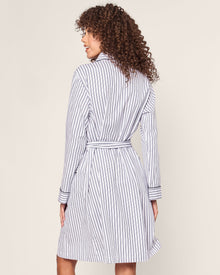 Women's Twill Robe | Navy French Ticking