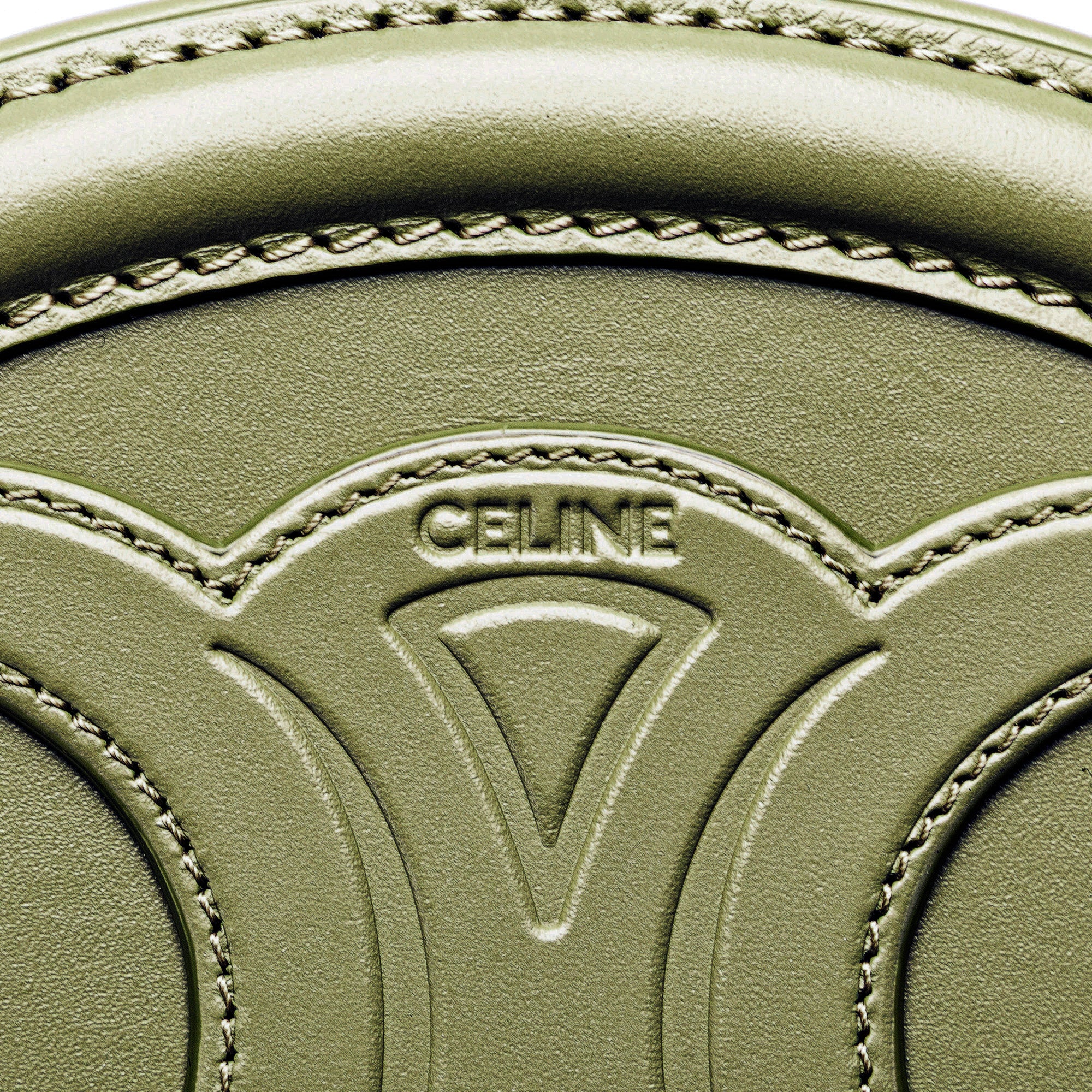 Celine | Pre-Owned Small Calfskin Cuir Triomphe Oval Crossbody | Green/Olive Green