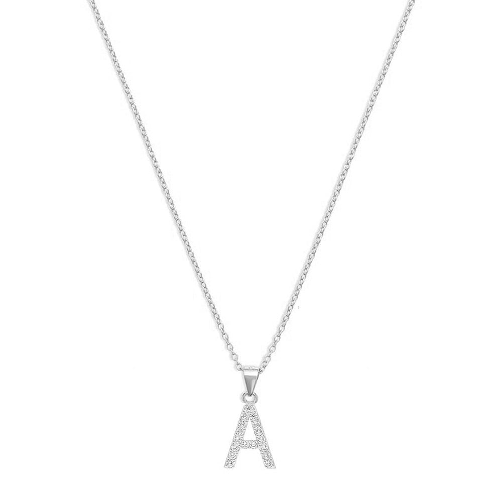 The Pave Single Block Initial Necklace | 18KT Gold Vermeil & Sterling Silver