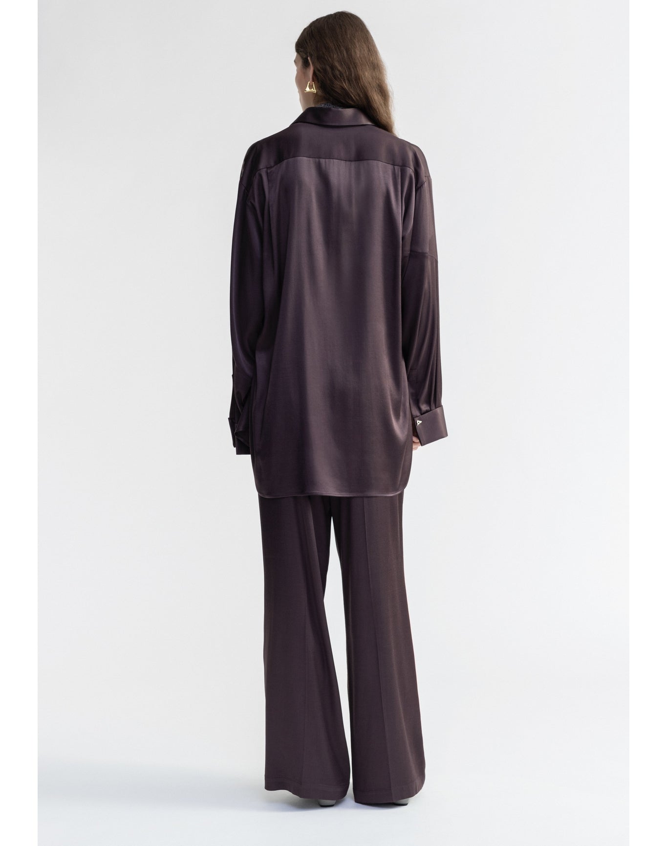 Abigail | Oversized Satin Shirt | Storm