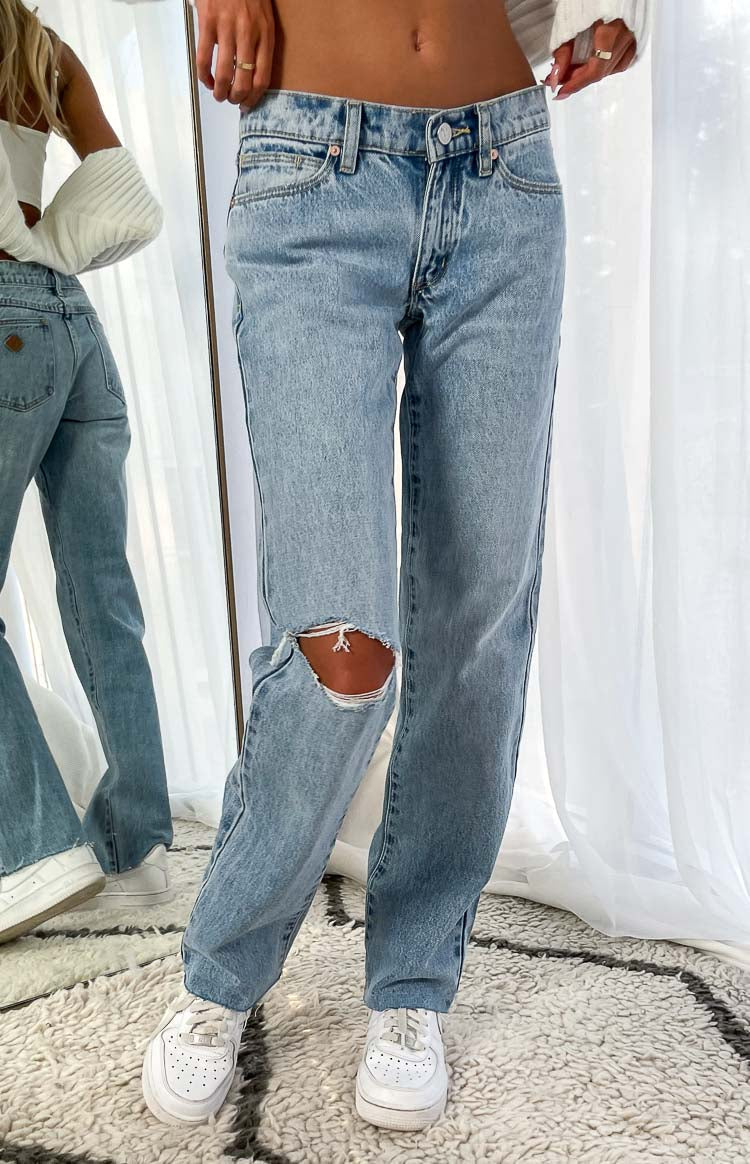 Abrand A 99 Rhonda Rip Low Straight Jean | Blue