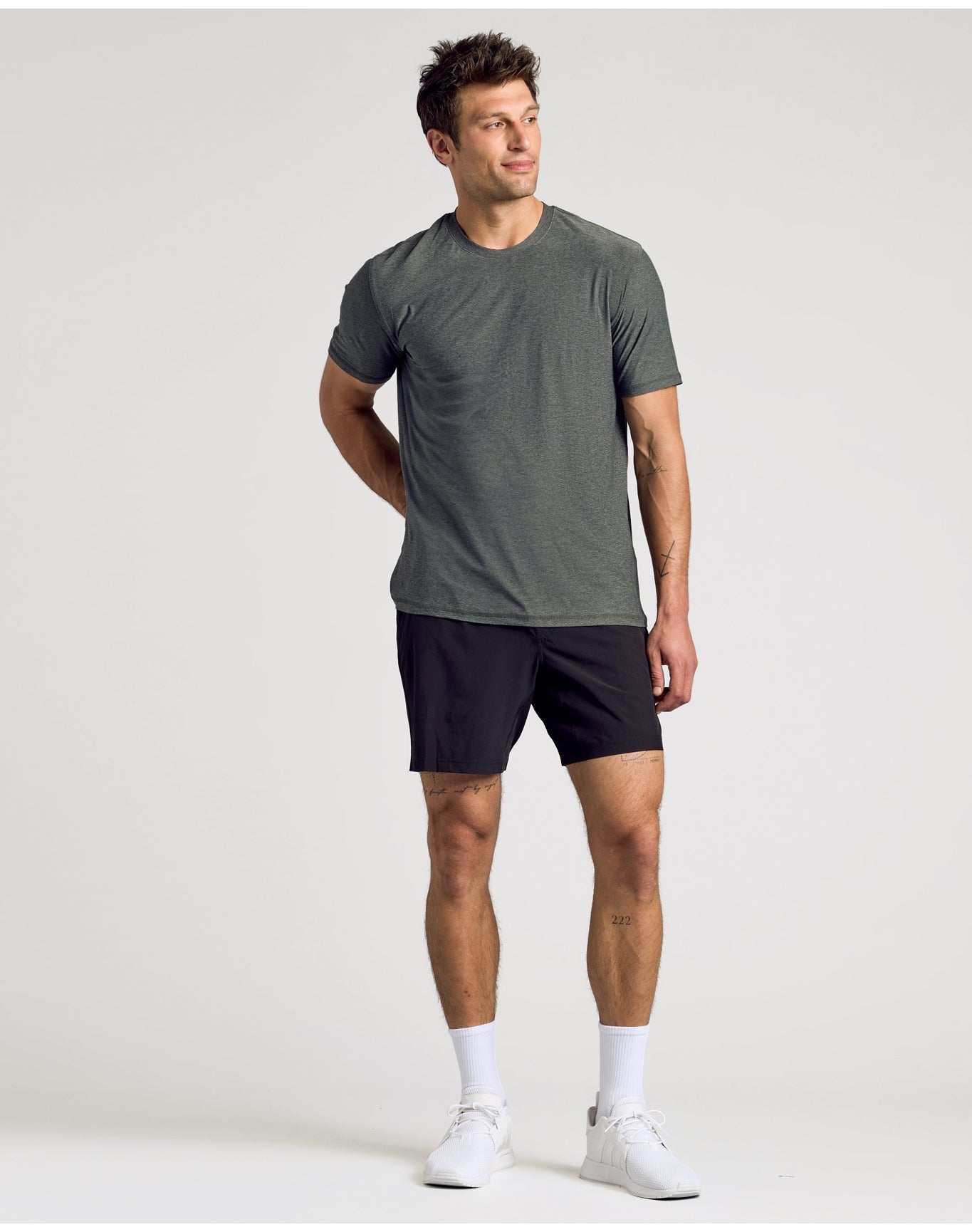 Active Crew Neck Tee | Charcoal Heather Gray