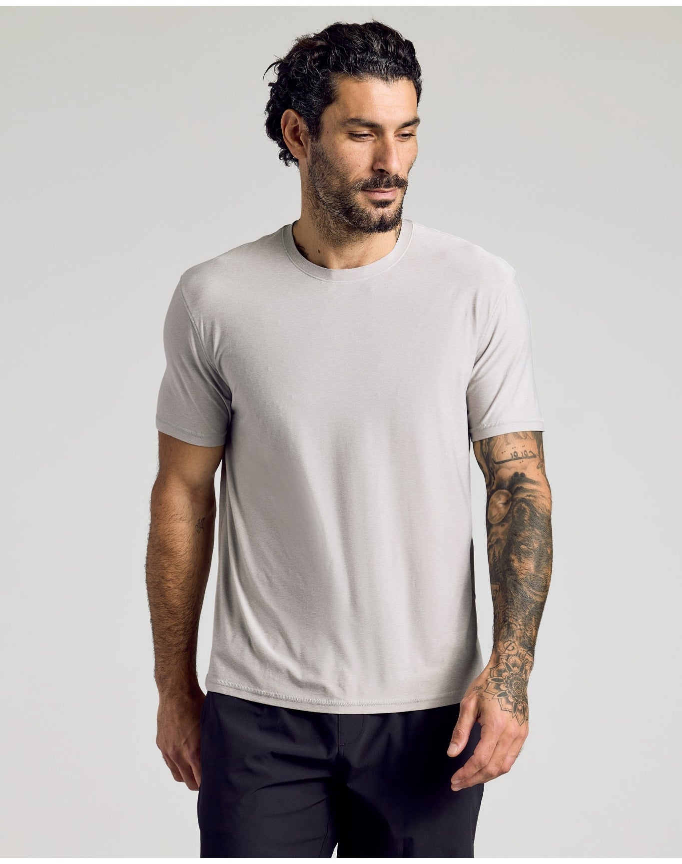Active Crew Neck Tee | Light Heather Gray