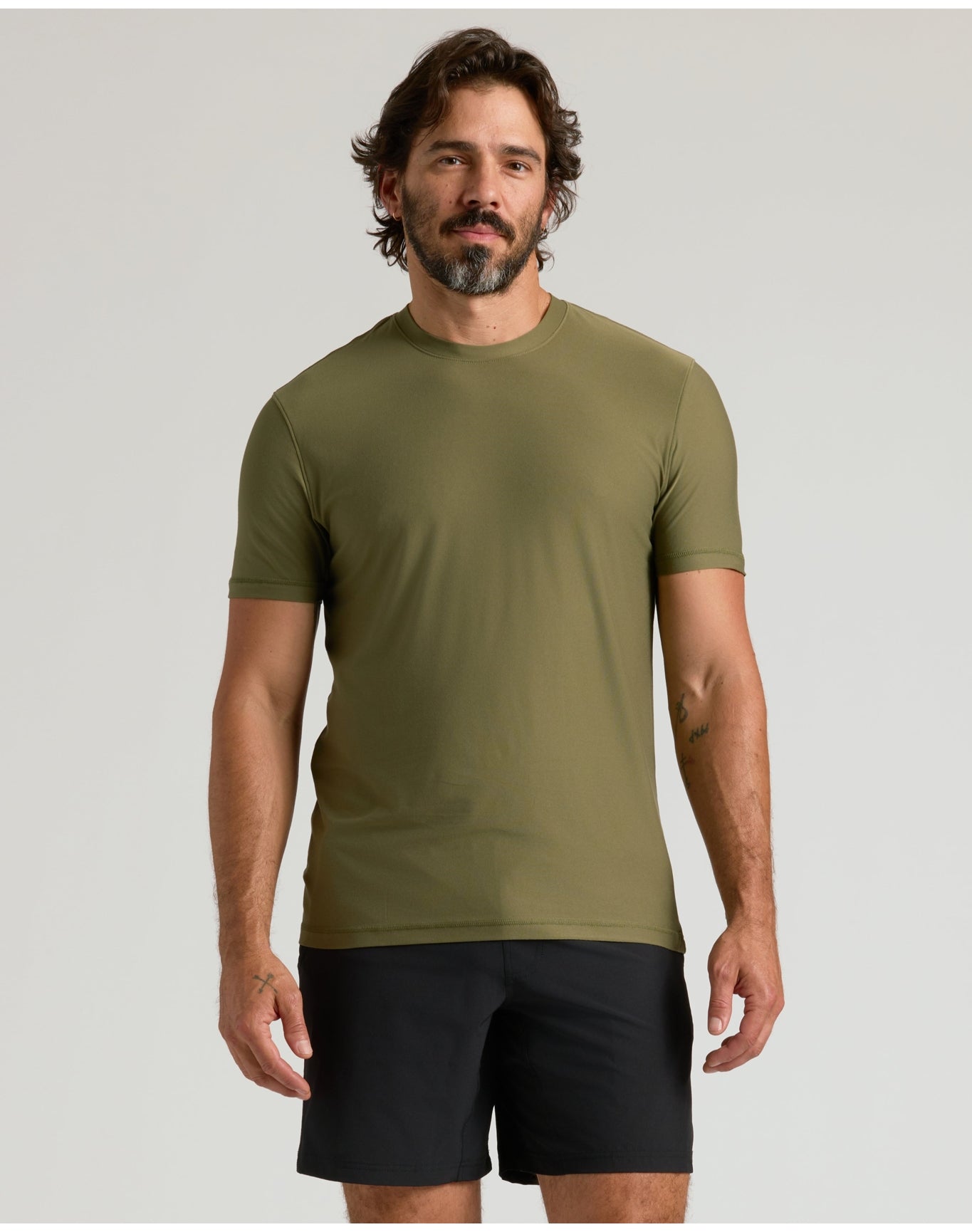 Active Crew Neck Tee | Military Green