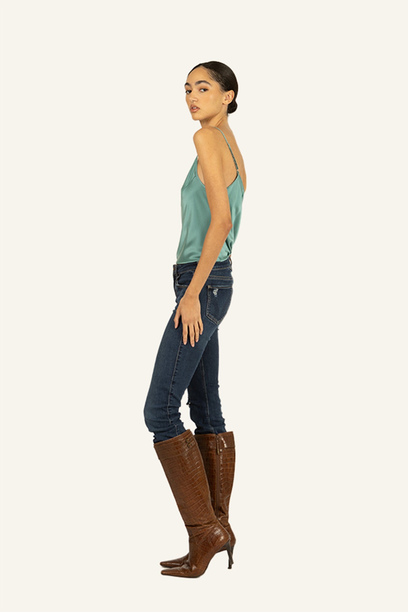 Adina Cami Top | Cyan Green
