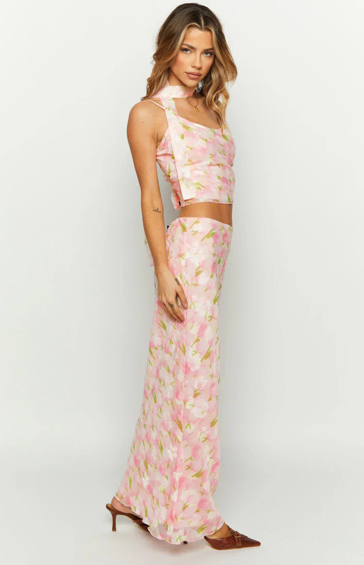 Irina Print Maxi Skirt | Pink