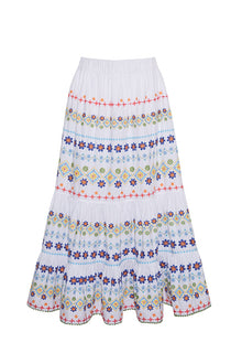 Alana Skirt | Floral Embroidered