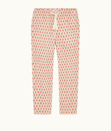 Alex Relaxed Fit Lattice Embroidery Jacquard Trousers | Summer Red/White Sand
