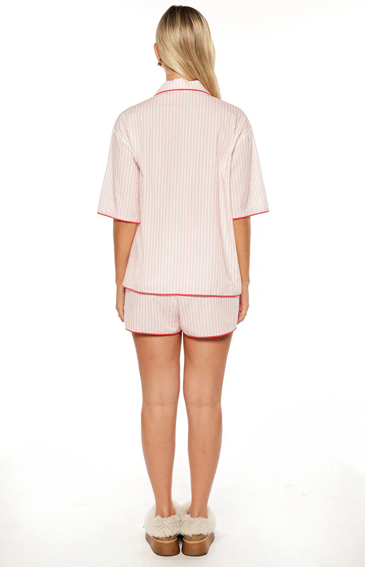Alexea Stripe Pajama Shorts | Pink