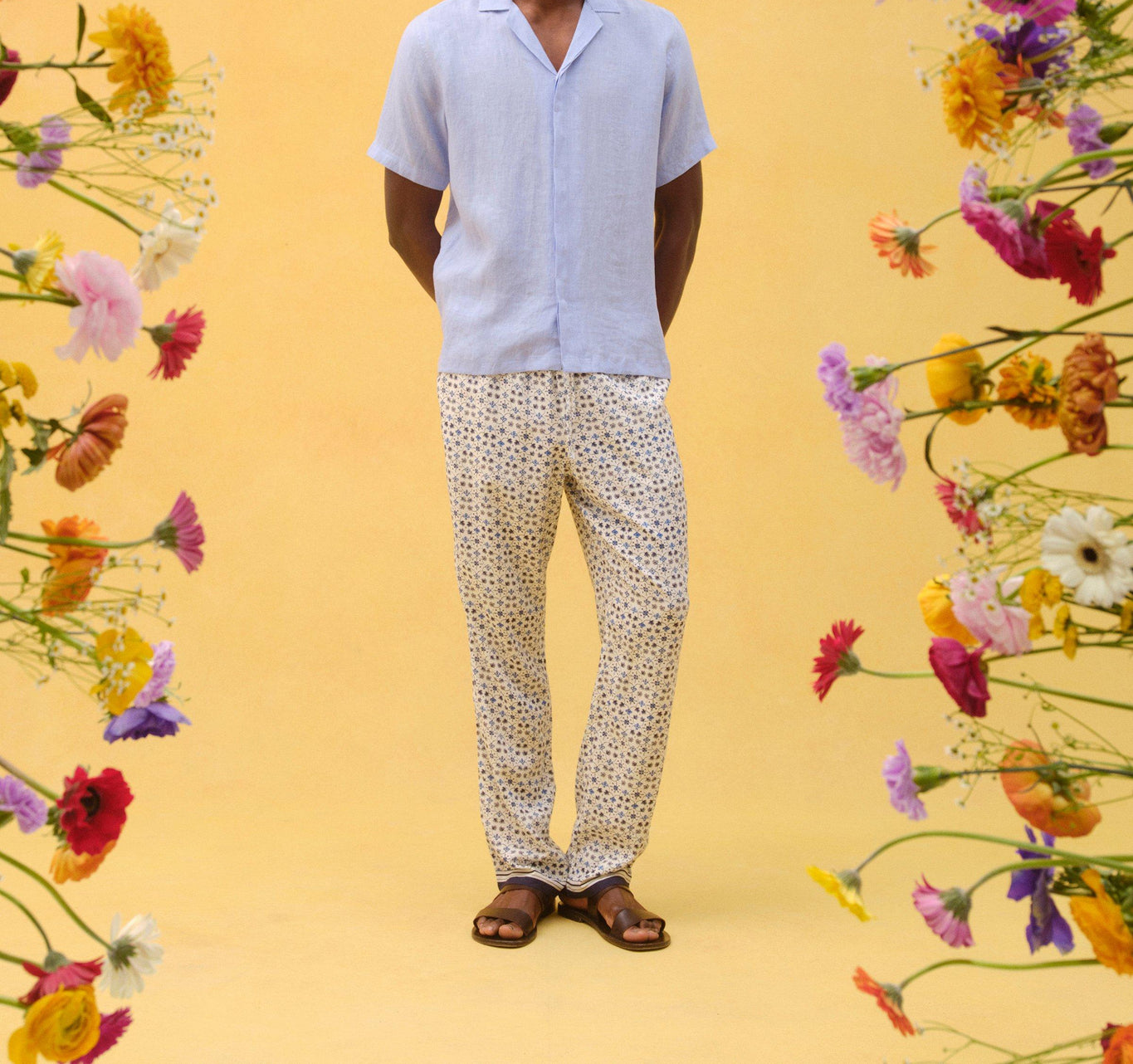 Alfred Fiore Print Relaxed Fit Lounge Trousers | Cashew