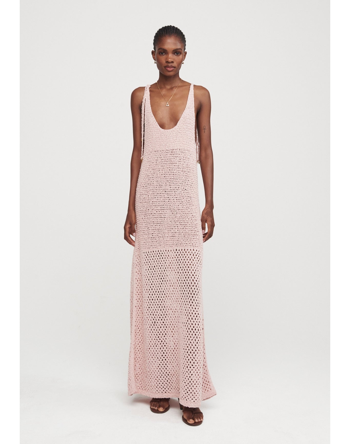 Almond | Knit Maxi Dress | Pale Rose