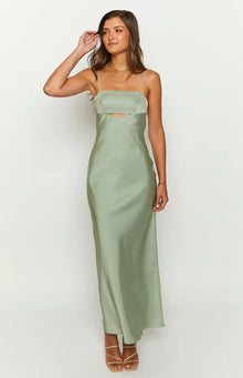 Amour Satin Maxi Dress | Sage