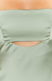 Amour Satin Maxi Dress | Sage