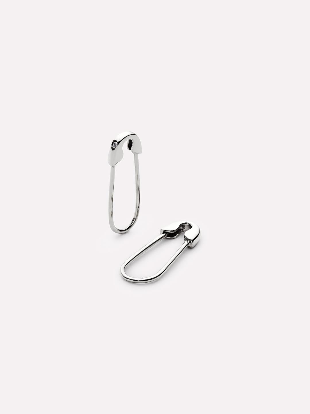 Sia Safety Pin Earrings | Rhodium on Sterling Silver