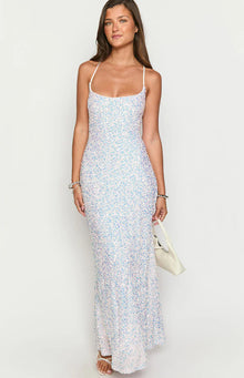 Andrea Velvet Sequin Maxi Dress | White
