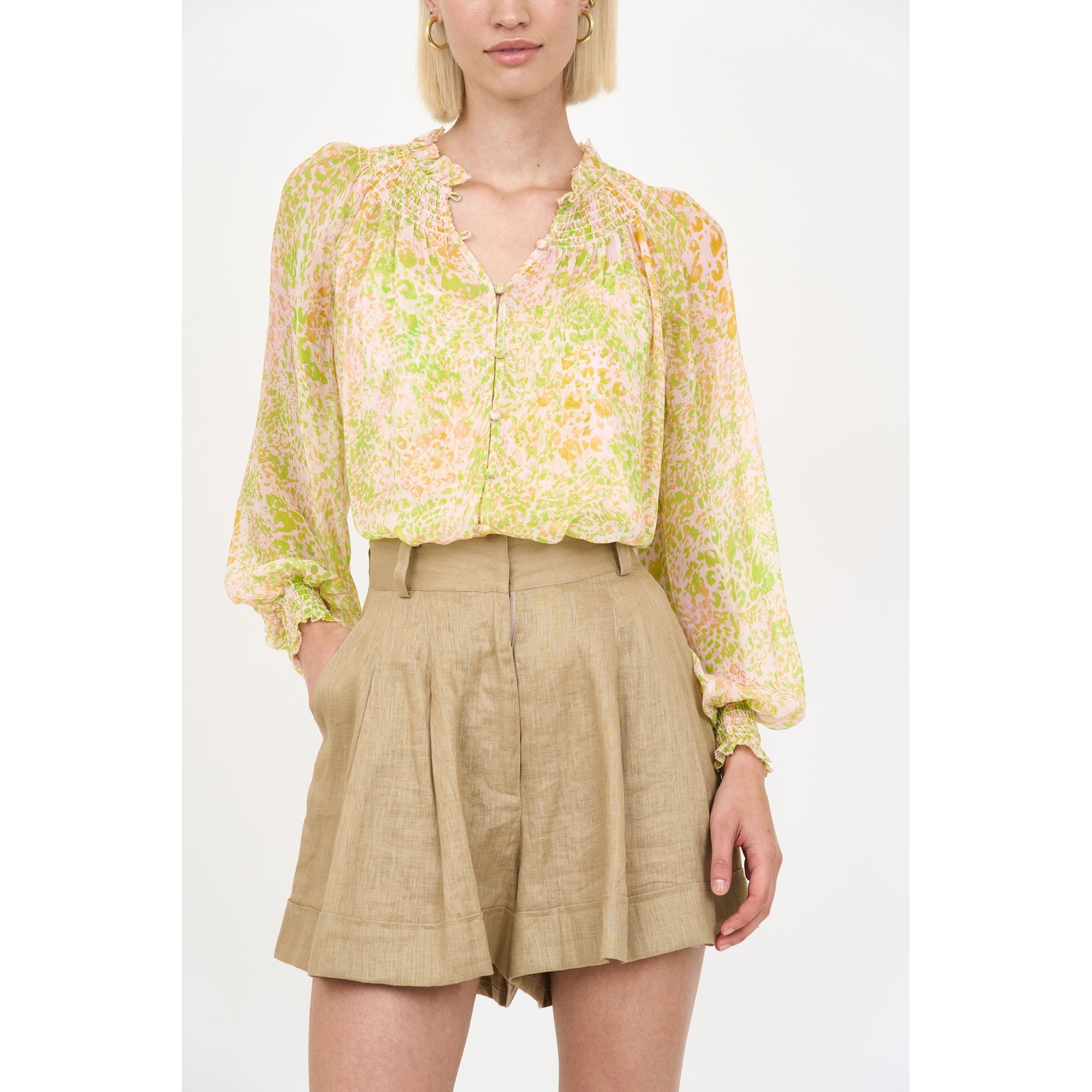 Andrea Blouse | Lime Leopard