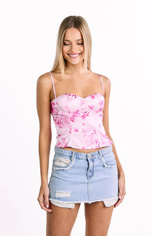Angela Floral Print Top | Pink