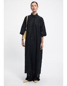 Ann | Linen Shirt Dress | Black
