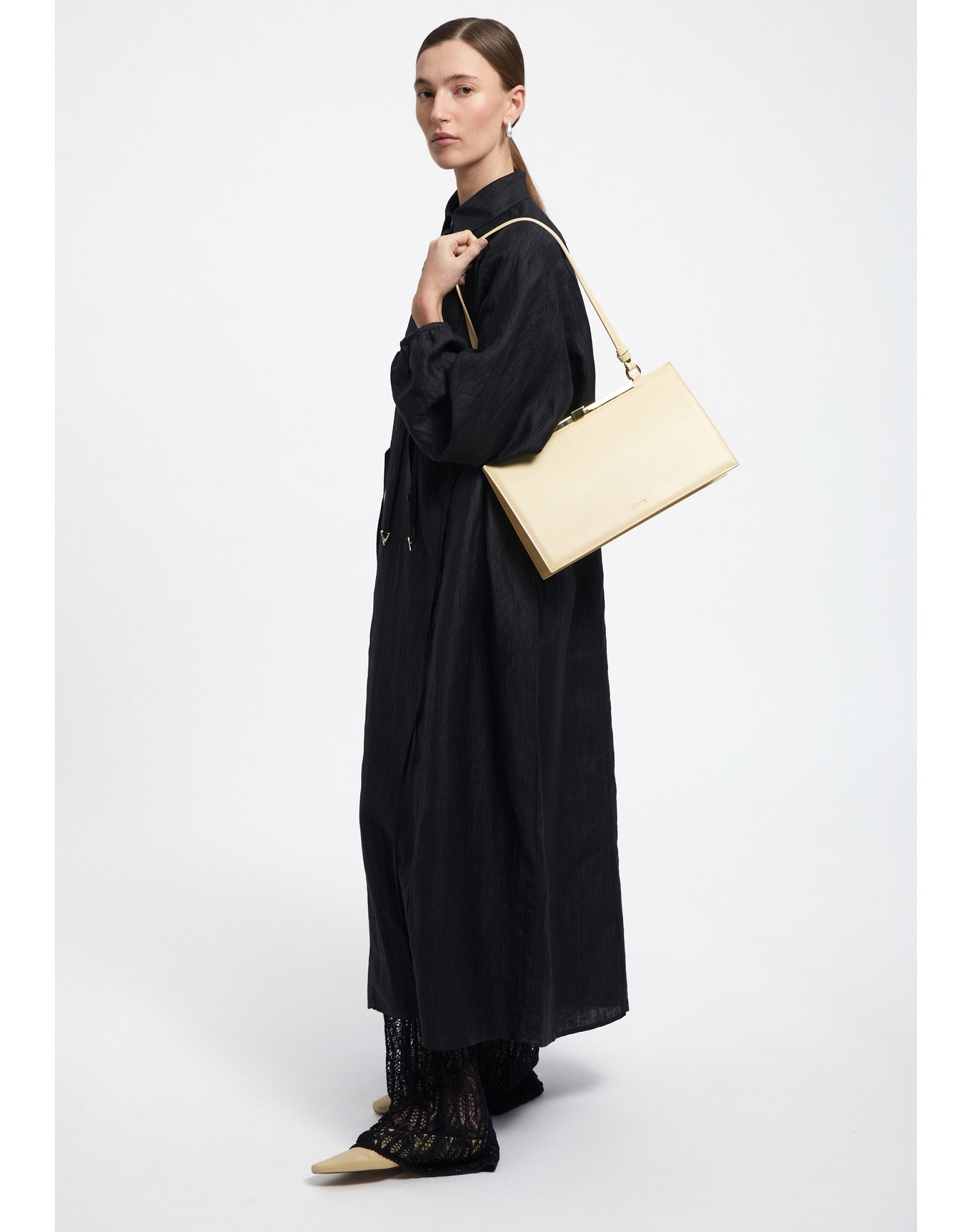 Ann | Linen Shirt Dress | Black