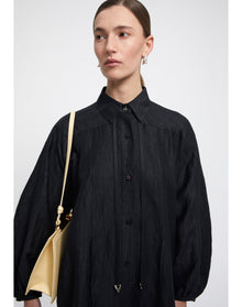 Ann | Linen Shirt Dress | Black