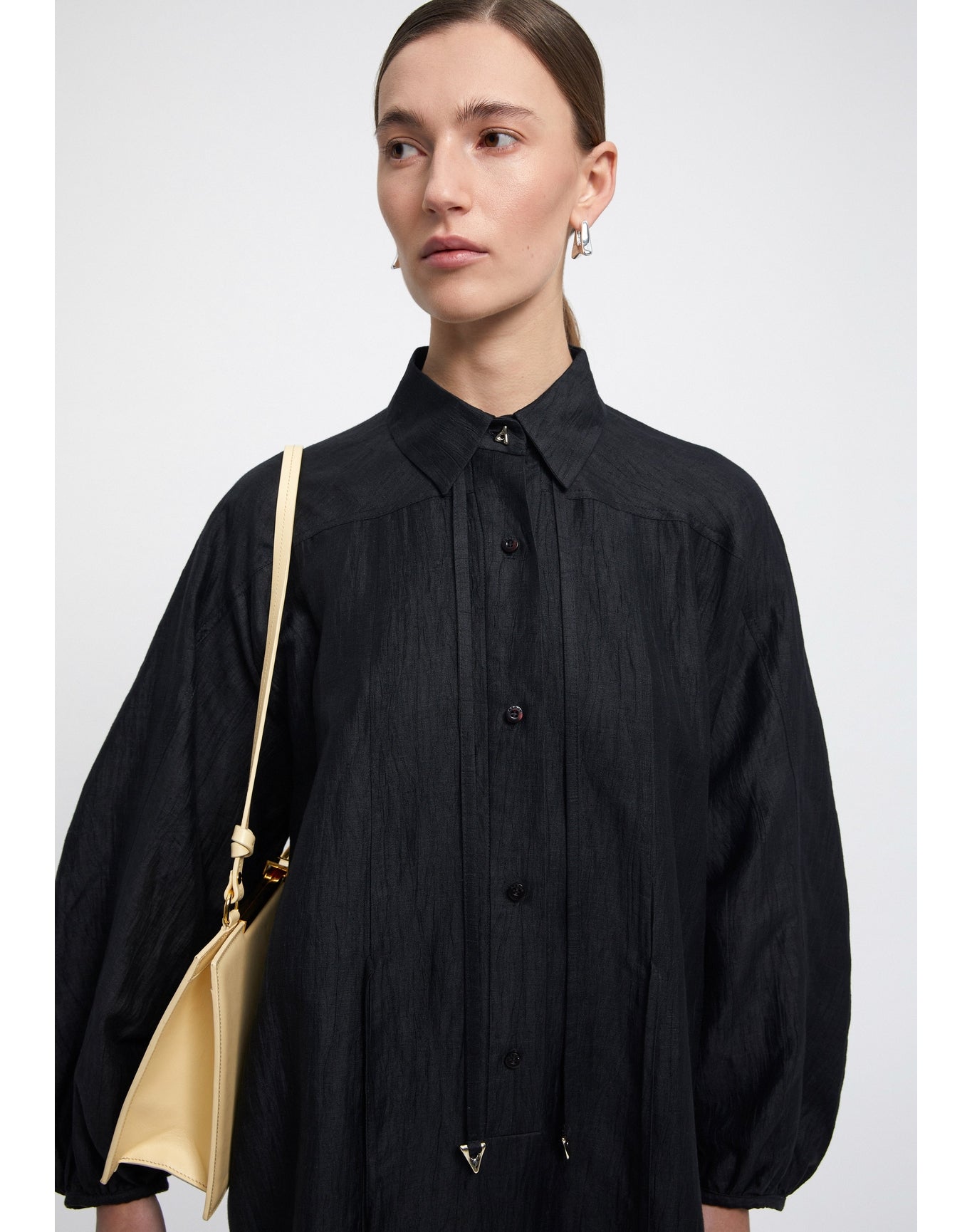 Ann | Linen Shirt Dress | Black